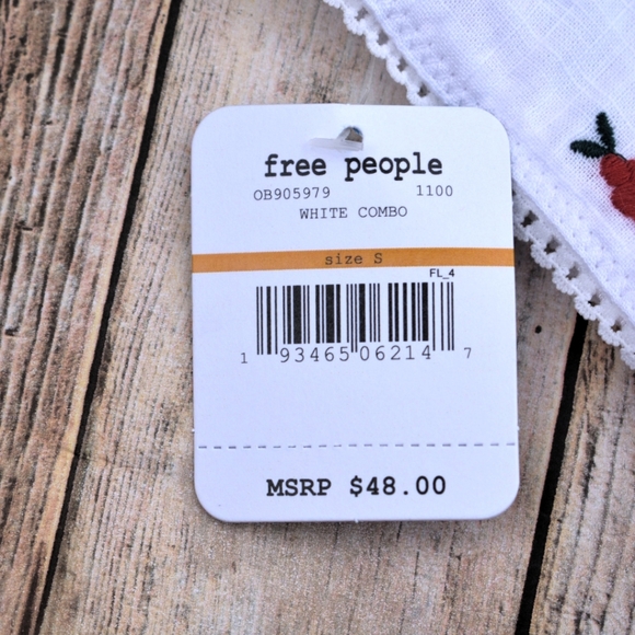 CCO! Free People Britt Cherry Embroidered Tie Strap Bralette White XS - Picture 7 of 8